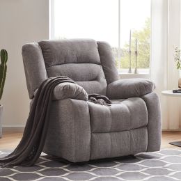 Orisfur. Linen fabric Heated Massage Recliner Sofa Ergonomic Lounge with 8 Vibration Points(D0102HEBR6W)