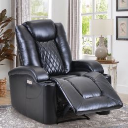 Oris Fur. Power Motion Recliner with USB Charge Port and Two Cup Holders -PU Leather Lounge chair for Living Room(D0102HEBRC7)