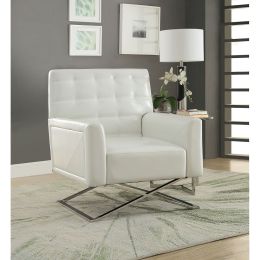 Rafael Accent Chair in White PU & Stainless Steel(D0102HH7E18)