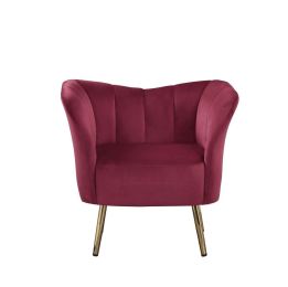 Reese Accent Chair, Burgundy Velvet & Gold(D0102HH7E62)