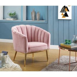 Colla Accent Chair in Blush Pink Velvet & Gold(D0102HH7E66)