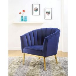 Colla Accent Chair in Midnight Blue Velvet & Gold(D0102HH7E6T)