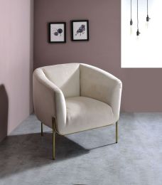 Carlson Accent Chair, Beige Velvet & Chrome(D0102HH7E6X)