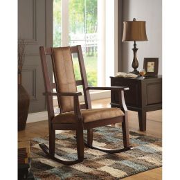 Butsea Rocking Chair in Brown Fabric & Espresso(D0102HH7E9X)