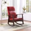Raina Rocking Chair, Red PU & Espresso Finish(D0102HH7EM8)