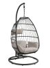 Oldi Patio Hanging Chair with Stand, Beige Fabric & Black Wicker(D0102HH7RGT)