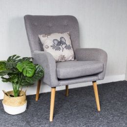 FAMIKITO Contemporary Stylish Button-Tufted Upholstered Accent Armchair with Wood Legs(D0102HPYXBG)
