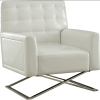 Rafael Accent Chair in White PU & Stainless Steel(D0102HH7E18)