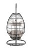 Oldi Patio Hanging Chair with Stand, Beige Fabric & Black Wicker(D0102HH7RGT)