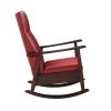 Raina Rocking Chair, Red PU & Espresso Finish(D0102HH7EM8)