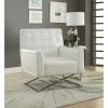 Rafael Accent Chair in White PU & Stainless Steel(D0102HH7E18)