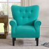 Modern Wing Back Accent Chair Roll Arm Living Room Cushion with Wooden Legs, Mallard Teal(D0102HEB527)