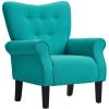 Modern Wing Back Accent Chair Roll Arm Living Room Cushion with Wooden Legs, Mallard Teal(D0102HEB527)