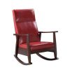 Raina Rocking Chair, Red PU & Espresso Finish(D0102HH7EM8)