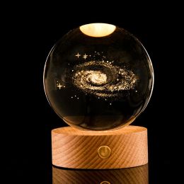 Luminous Galaxy Crystal Ball Decoration 3D Laser Inner Carving (Option: Galaxy-6cm Crystal Ball Base)