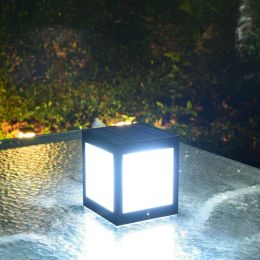European Style Column Head Lamp Outdoor Villa Courtyard Wall Lamp Solar Wall Lamp (Option: Large White Light)