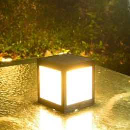 European Style Column Head Lamp Outdoor Villa Courtyard Wall Lamp Solar Wall Lamp (Option: Large Warm Light)