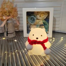 Cartoon Luminous Night Market Stall Led Small Night Lamp Christmas Gift (Option: Big Bear Red Scarf)
