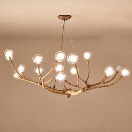Chandelier Lobby Cafe Showroom Hotel Inn Simulation Tree Chandelier (Option: Wood color branches16-warm light)