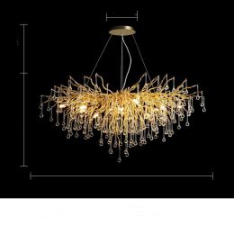 Postmodern Light Luxury Chandelier Water Drop Crystal Lamp Atmosphere (Option: L180-9W light source)