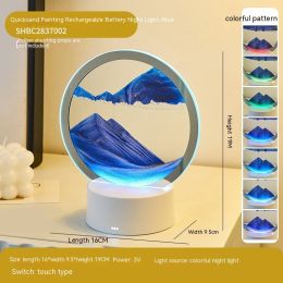 Creative Gift Quicksand Lamp Decorative Lamp (Size: 5WRGBUSB Power Supply-Blue)
