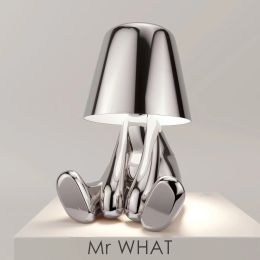 Thinker Small Gold Statue Desk Lamp USB Charging Decorative Table Lamp Touch Atmosphere (Option: 801 Silver)