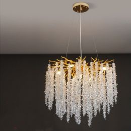 Villa Living Room Crystal Chandelier Light Luxury Restaurant Bar Table Lamp (Option: Round 60cm)