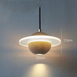 Planet Small Chandelier Red Single Head Bedroom Bedside Lamp (Option: Double glossy sand yellow-220v)