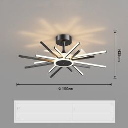 Nordic Light Luxury Living Room Fan Lamp Simple New Style (Option: Black-100CM)