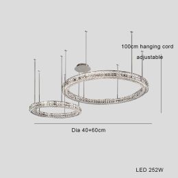 Light Luxury Style Crystal Chandelier Modern Simple Led (Option: Double circle small-Tricolor LED light)