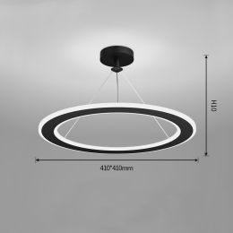 Simple Modern Circular Bedroom Study Chandelier (Option: Black-Stepless dimming-410x410mm)