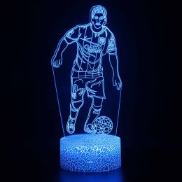 Led Small Night Lamp Football Player Colorful Touch Ambience Light (Option: White Base Touch Timing-ZB 1183)