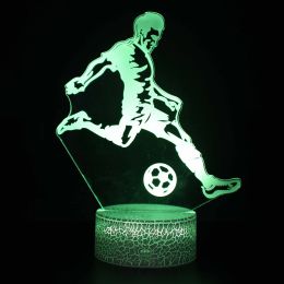 Led Small Night Lamp Football Player Colorful Touch Ambience Light (Option: White Base Touch Timing-ZB 934)