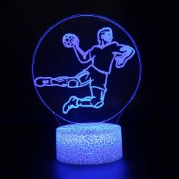 Led Small Night Lamp Football Player Colorful Touch Ambience Light (Option: Black Base Touch 16 Colors-ZB 763)