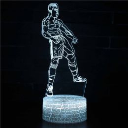 Led Small Night Lamp Football Player Colorful Touch Ambience Light (Option: White Base Colorful Touch-ZB 426)